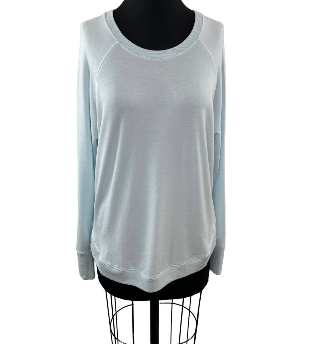 ATHLETA Light Blue Long Sleeve Scoop Neck Mindset Modal Pullover Sweatshirt Sz L